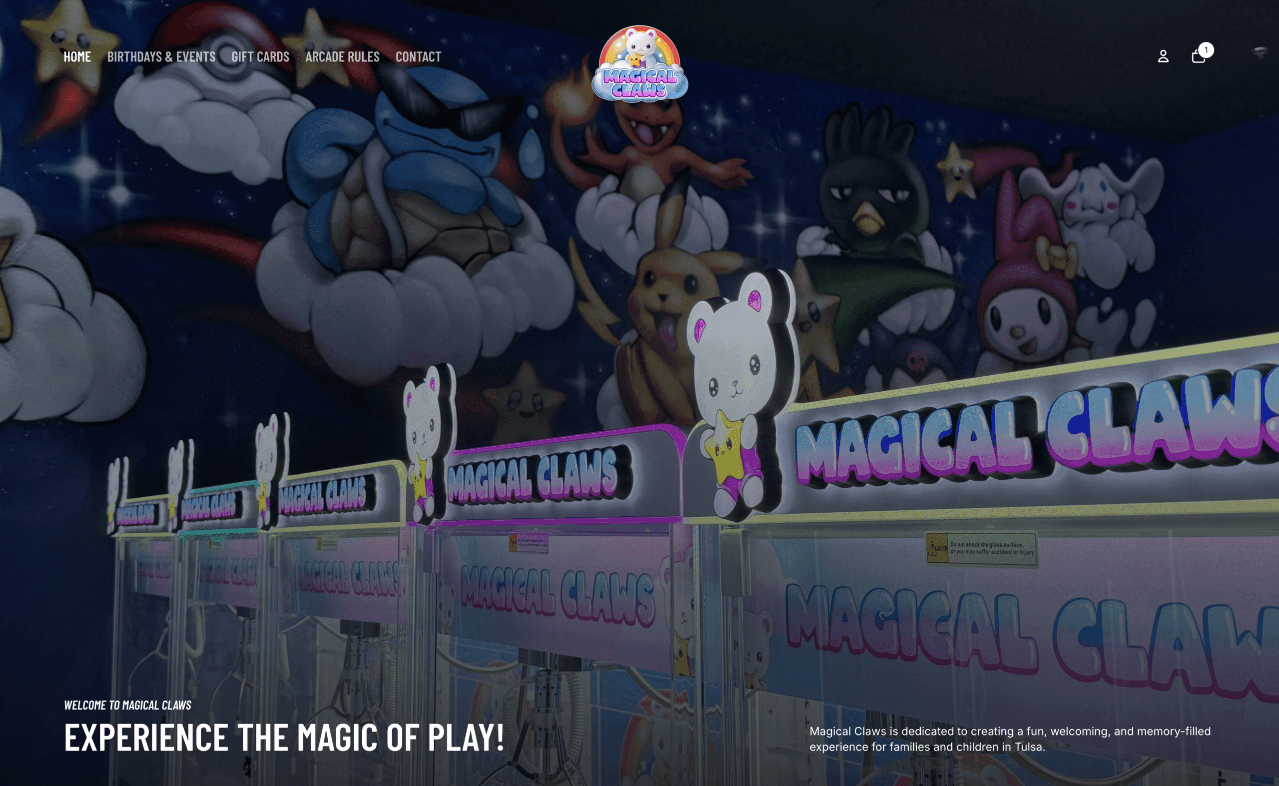 Magical Claws arcade birthday party tulsa