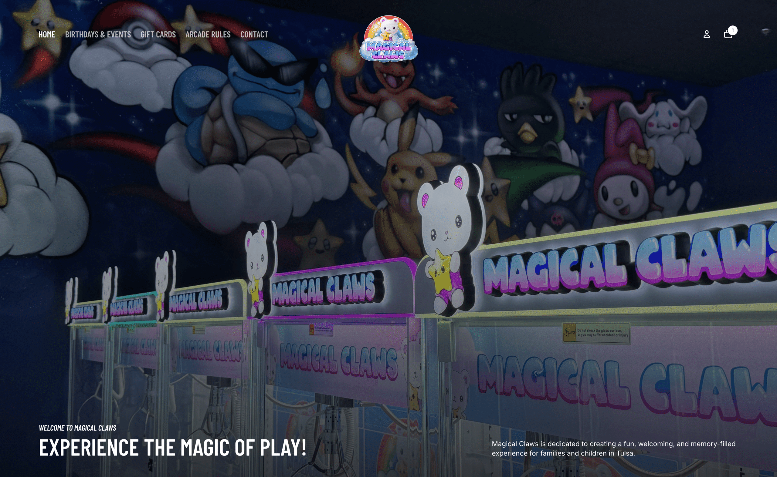 Magical Claws arcade birthday party tulsa